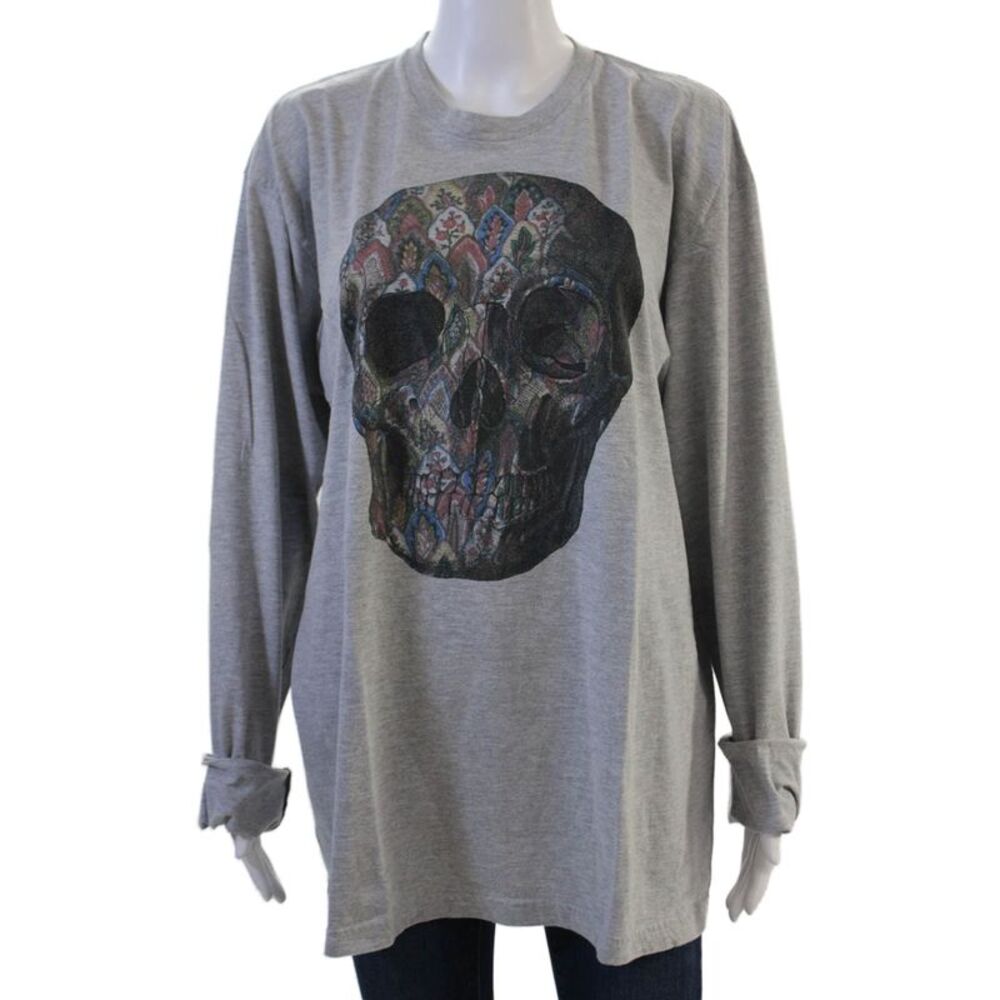 Libertine Unisex Pullover Sweatshirts Gray Skull Graphic Crew Neck Size XL